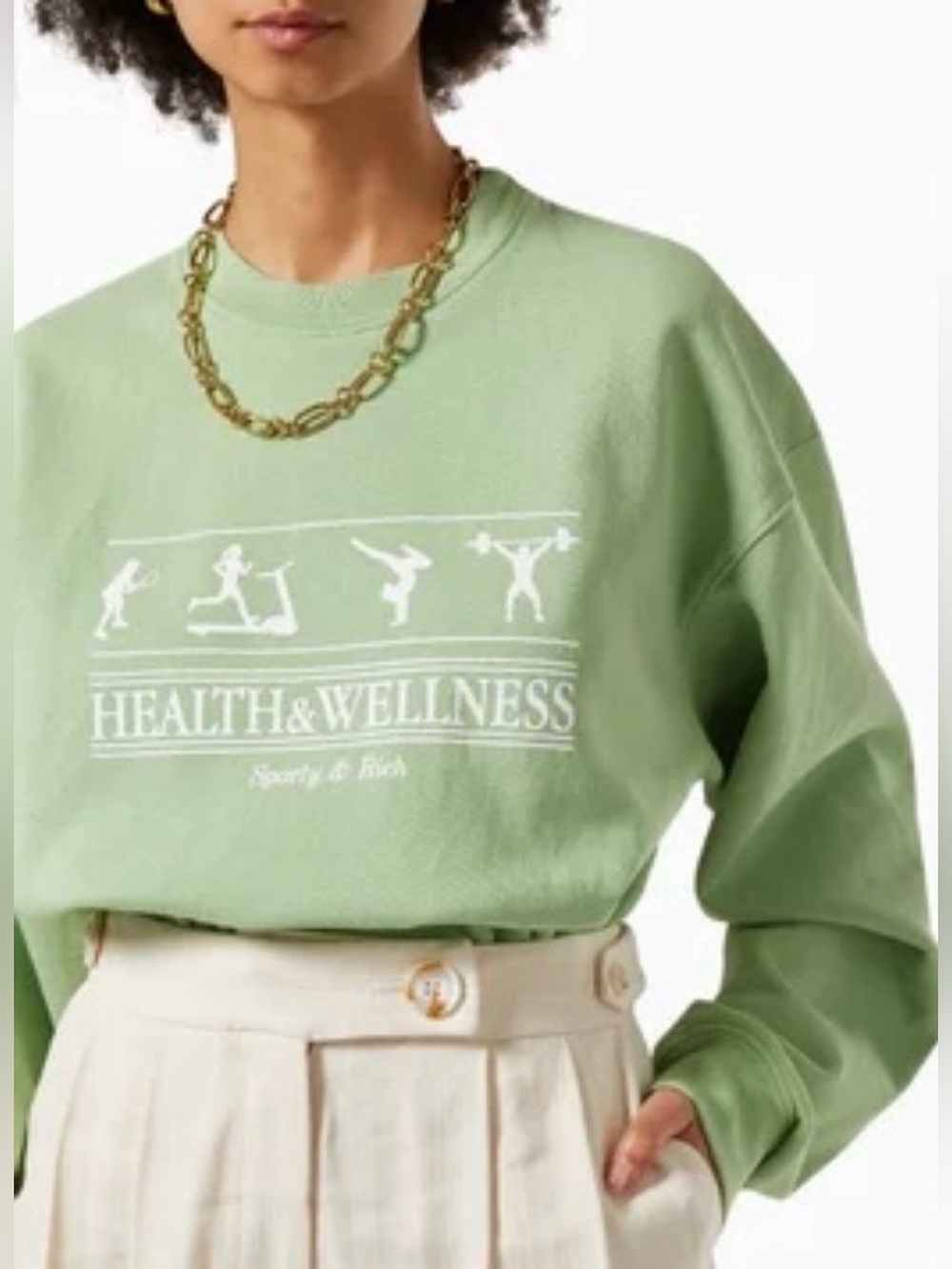 Sporty & Rich Wellness Club Crewneck Sweatshirt Mint Green Size XL Made in USA
